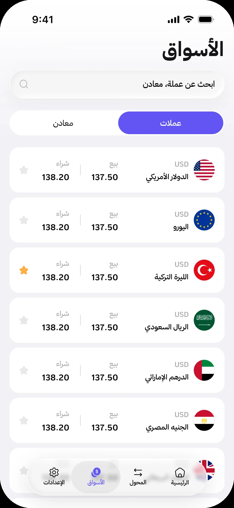 شاشة الأسواق في مُؤشر